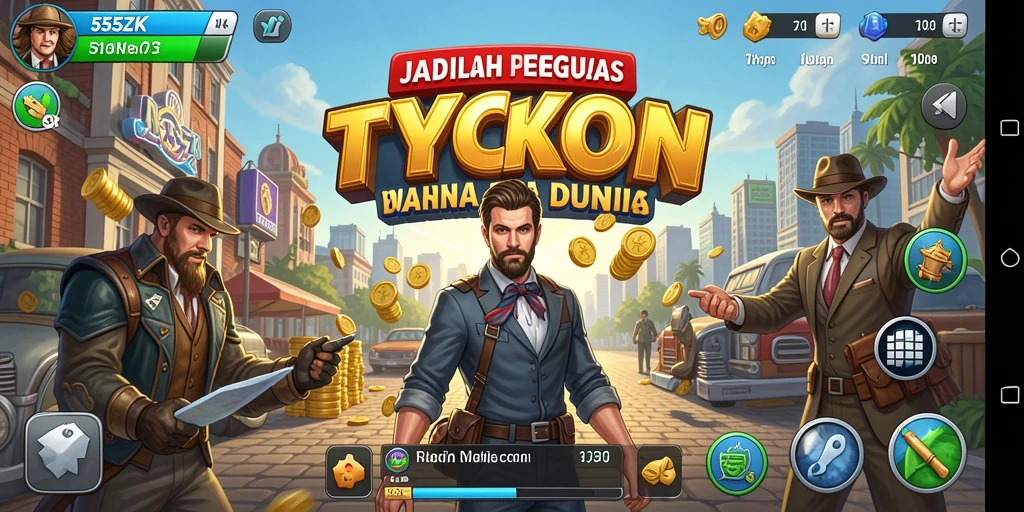 Screenshot gameplay 555ZK menampilkan aksi mengelola bisnis.