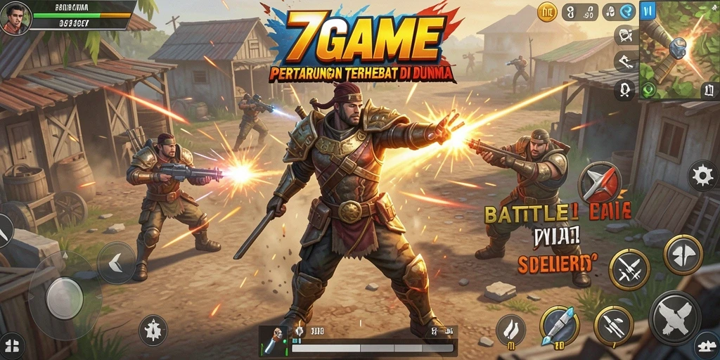 Tampilan gameplay intens dalam pertempuran Battle Royale.