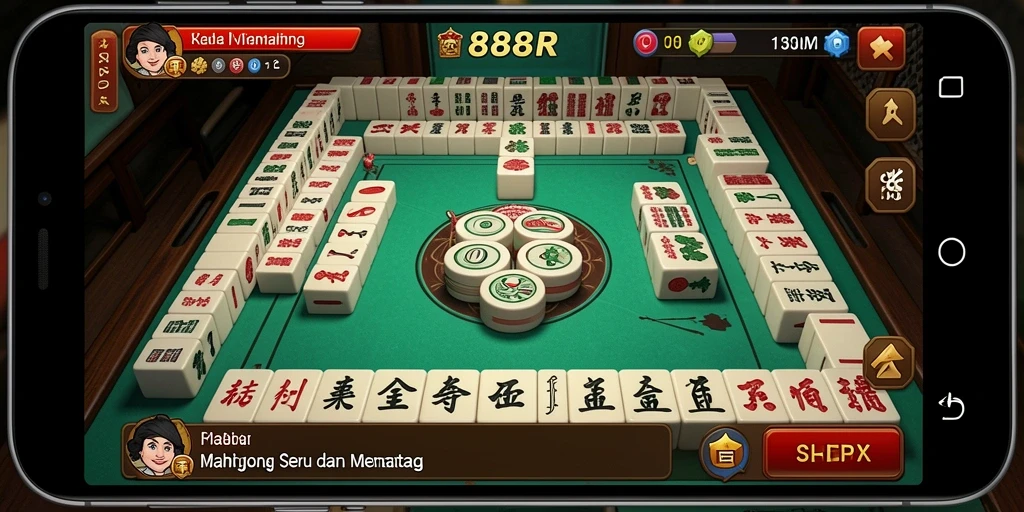 Screenshot gameplay dari 888R menampilkan papan Mahjong yang menantang.