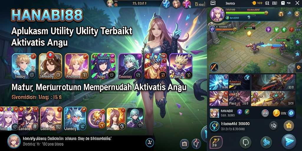 Tangkapan layar menunjukkan antarmuka pengguna <strong>HANABI88</strong> yang menarik dan fungsional.