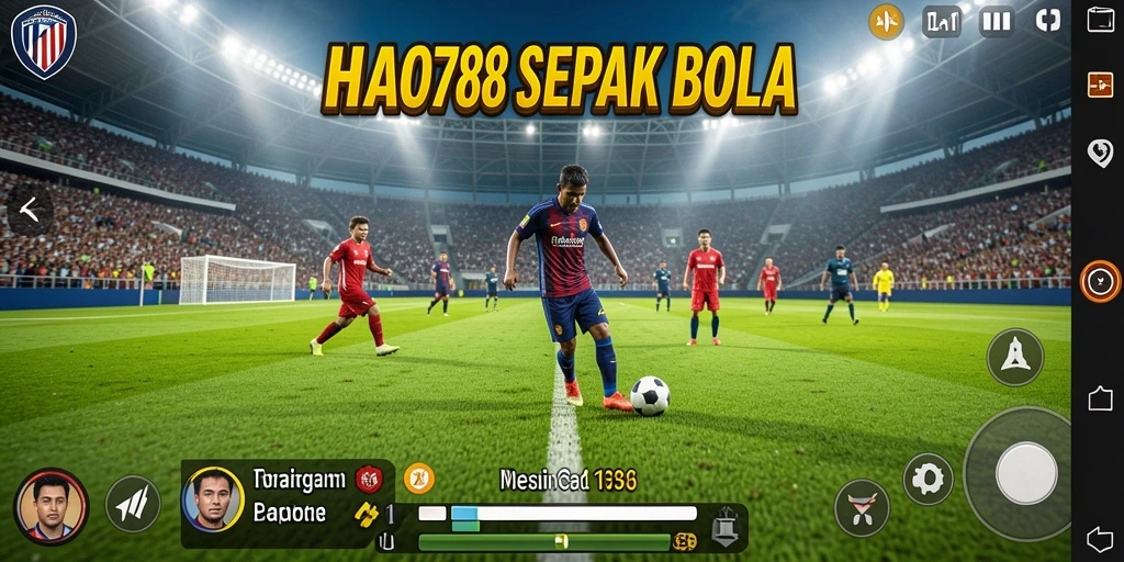 Screenshot HAO788 menampilkan aksi pertandingan sepak bola yang intens.