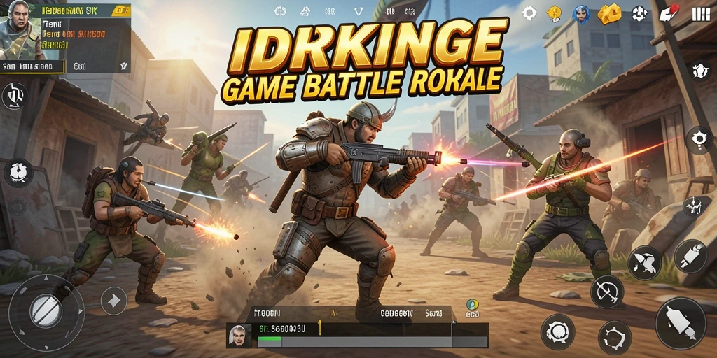 Screenshot gameplay IDRKING yang menampilkan aksi Battle Royale yang intens.