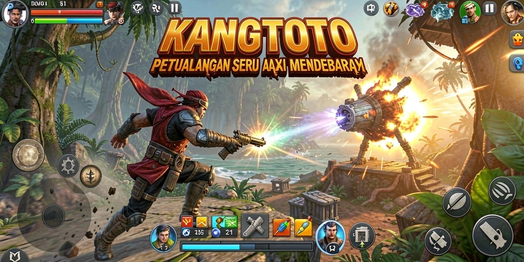 Tangkapan layar menampilkan pertarungan seru dan karakter yang mendebarkan dalam KANGTOTO.