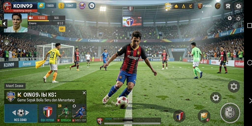 Tangkapan layar dari gameplay <strong>KOIN99</strong> menunjukkan aksi seru di lapangan.
