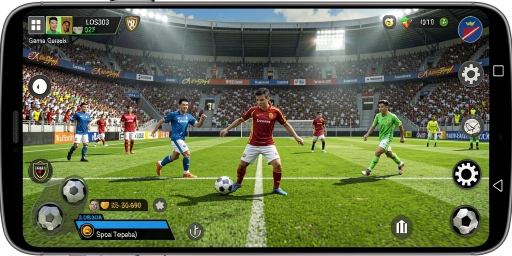 Screenshot utama gameplay LOS303 menampilkan aksi seru sepak bola.