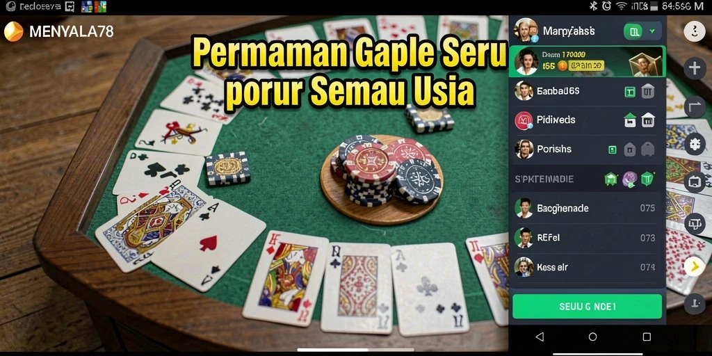 Tampilan gameplay seru Gaple di MENYALA78 dengan teman-teman.
