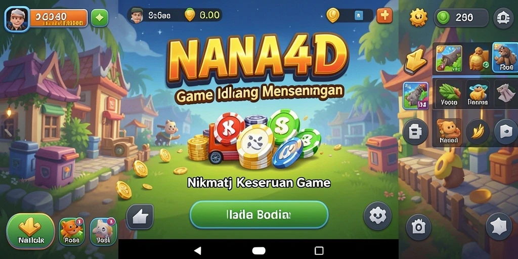 Screenshot utama NANA4D menunjukkan karakter yang sedang berkembang dalam permainan Idle.
