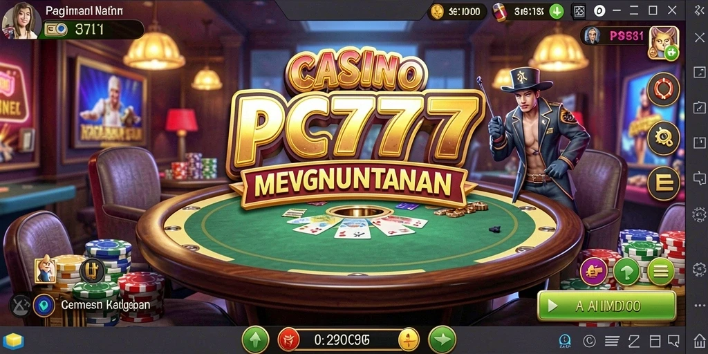 Tampak layar permainan Kasino yang mendebarkan di PC777.