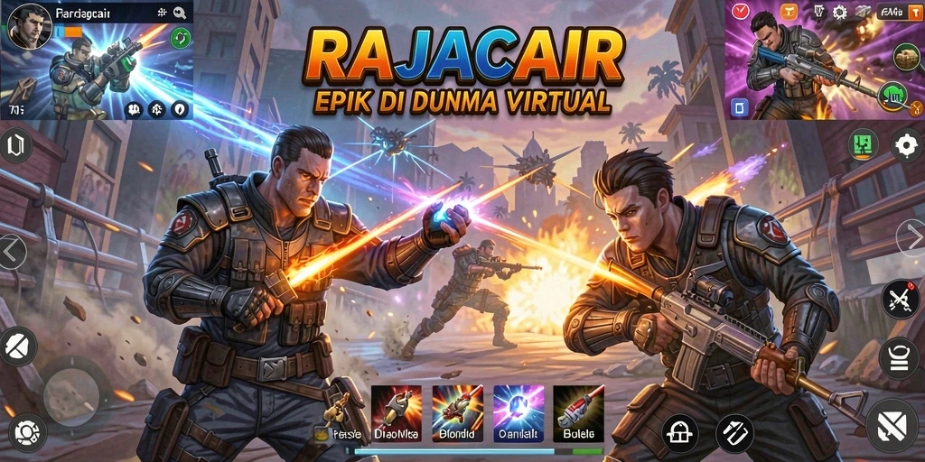 Tangkapan layar gameplay RAJACAIR menampilkan aksi pertarungan yang intens.