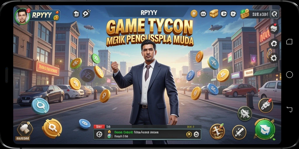 Tangkapan layar gameplay RPYYY yang menunjukkan dinamika bisnis yang menarik.