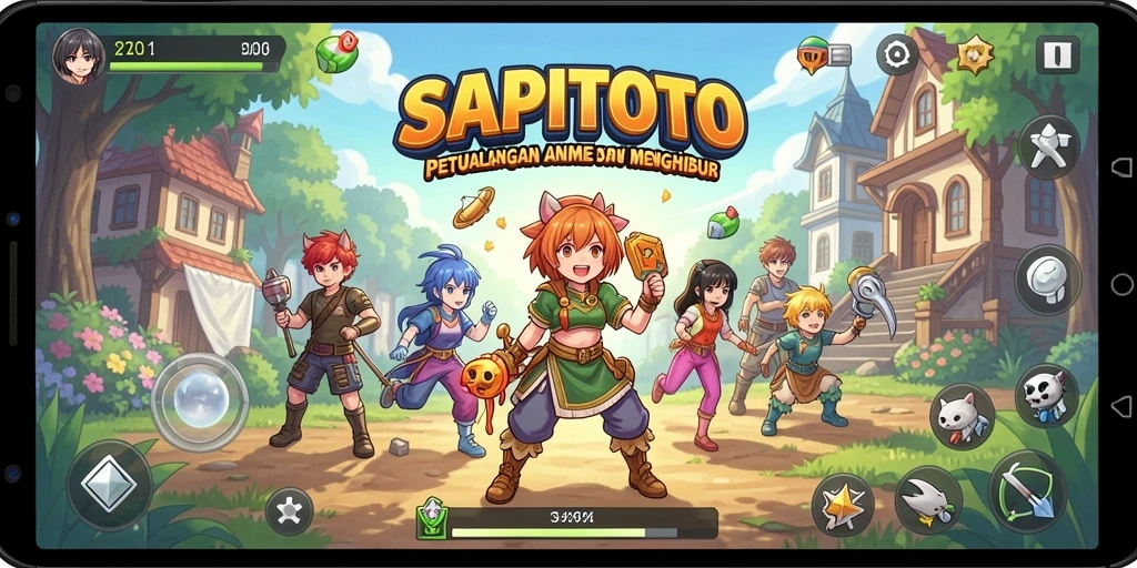 Tampilan gameplay SAPITOTO yang menakjubkan dan penuh warna.