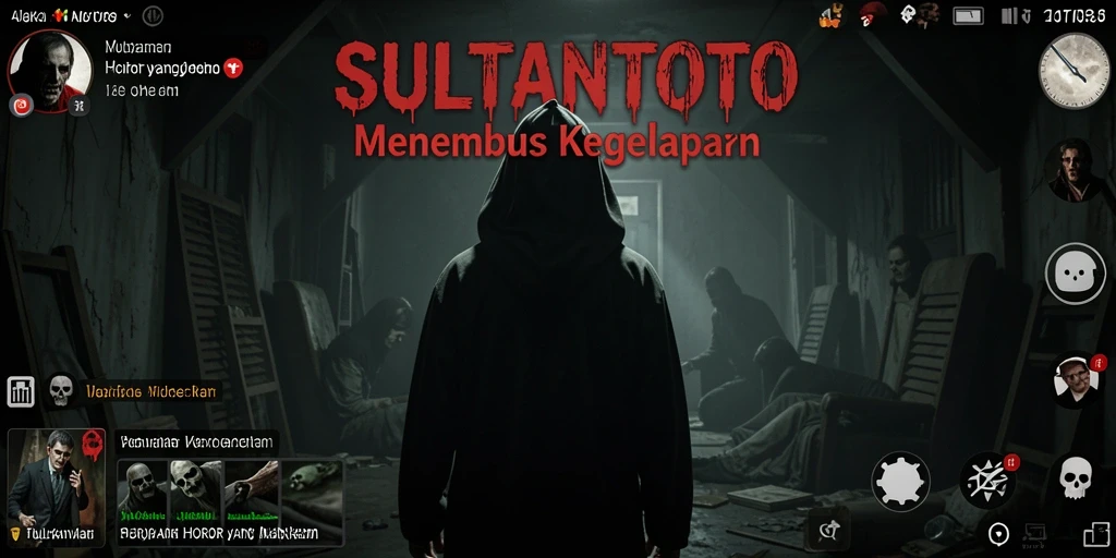 Tampilan gameplay menegangkan SULTANTOTO dengan suasana horor yang mencekam.