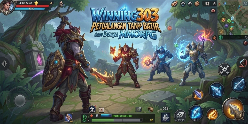 Tampilkan karakter utama dalam pertempuran epik di dunia MMORPG.