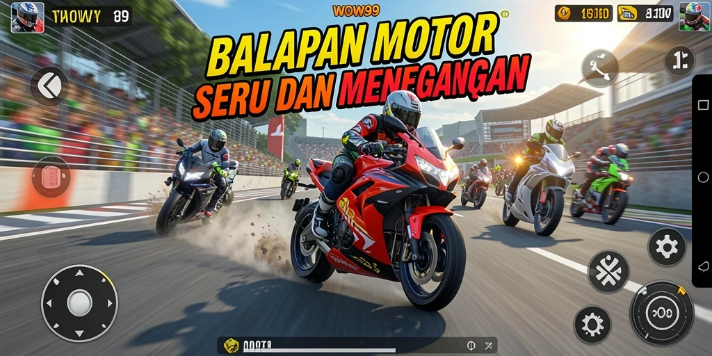Gameplay seru WOW99 dengan balapan motor yang mendebarkan.
